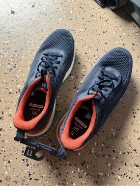 George Navy and Orange Knit Lace-Up Sneakers